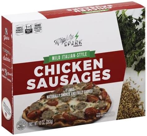 Mighty Spark Foods Italian-Style, Mild Chicken Sausages - 10 oz, Nutrition Information | Innit