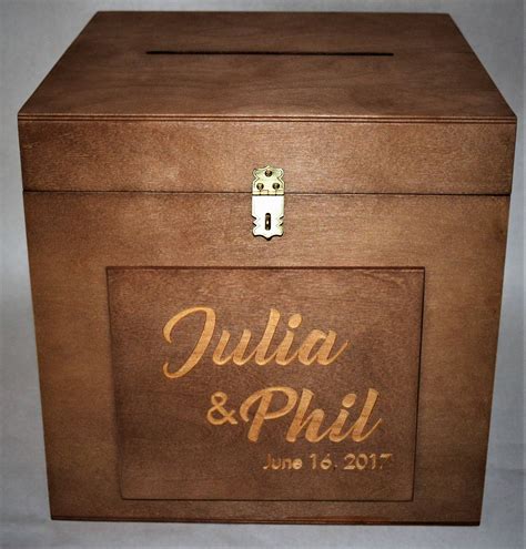 Rustic Wedding Card Lock Box Personalized Engraved With Your Etsy