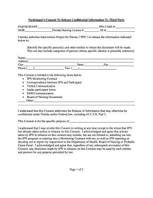Fillable Online Ipnfl Third Party Release Of Information Form