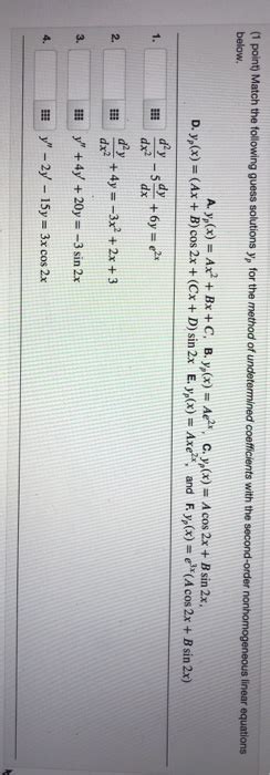 Solved Point Match The Following Guess Solutions Y For Chegg