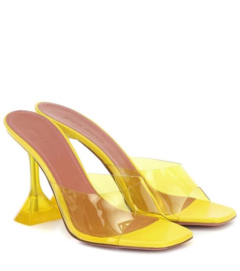 Amina Muaddi Women S Lupita Pvc Metallic Mules In Yellow Modesens