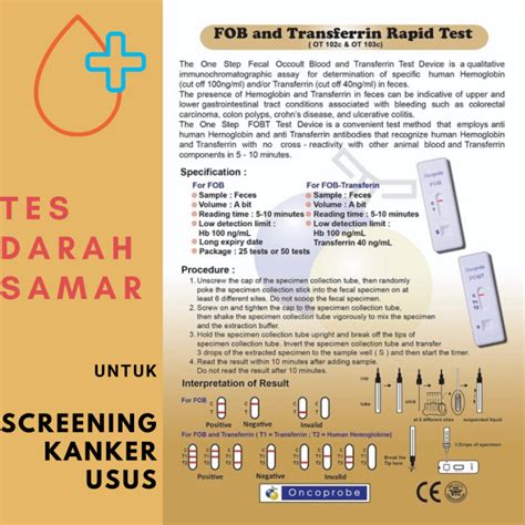 ONCOPROBE Tes Darah Samar Fecal Occult Blood Test Skrining Kanker