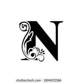 Letter N Flower Letters Vintage Ornament Stock Vector (Royalty Free) 1908881143 | Shutterstock