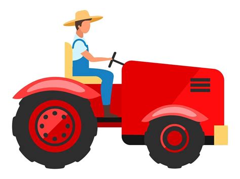 Tractor Driver Flat Character Farm Worker Driving Agricultural