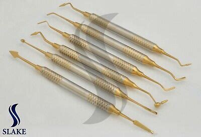 6 Pcs Dental Composite Filling Instrument Gold Coated Restorative Kit