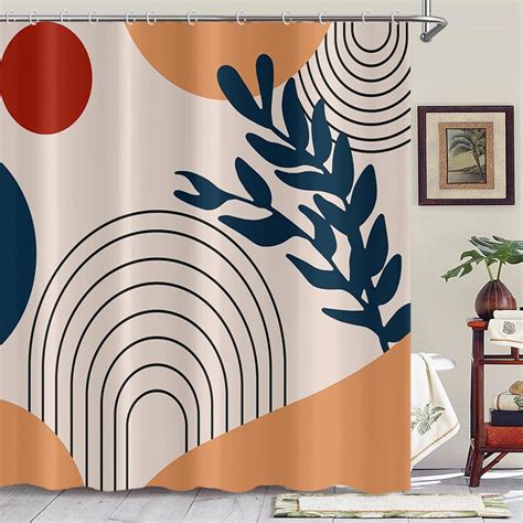 Crtpod Abstract Leaf Shower Curtains Mid Century Boho