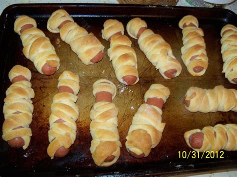 Mummies Made With Hot Dog Wieners And Pillsbury Crescent Rolls Food