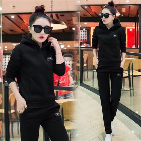 Women Tracksuits Fashion Autumn Winter Fleece Hooded Two Piece Set Hoodies And Pants 2pc