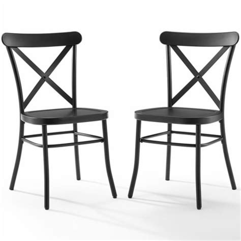 Crosley Camille Metal X Back Dining Side Chair In Matte Black Set Of