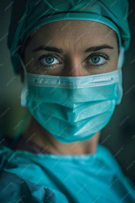 Premium Photo Closeup Of A Female Surgeon Wearing A Mask Vertical