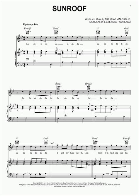 Sunroof Piano Sheet Music Onlinepianist