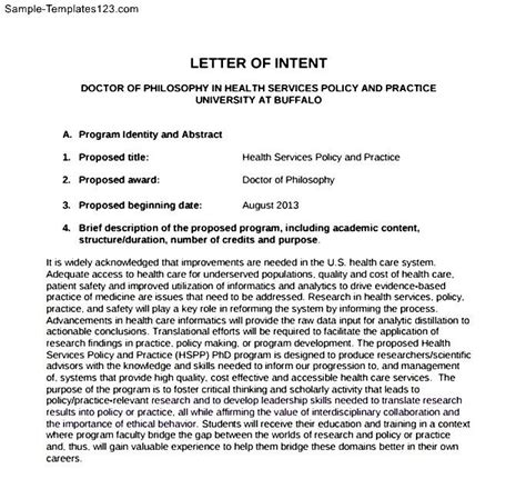 Free Letter Of Intent Medical School Sample Templates Sample Templates