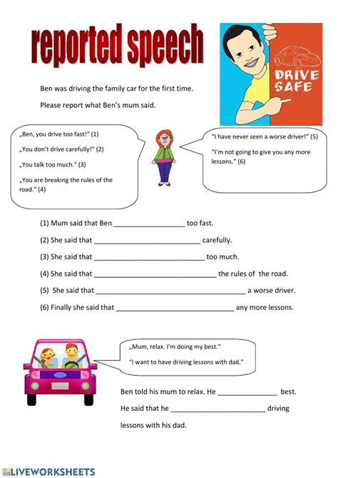 Reported Speech Interactive Worksheet Reported Speech Speech