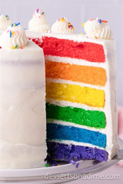 Rainbow Cake - Desserts on a Dime