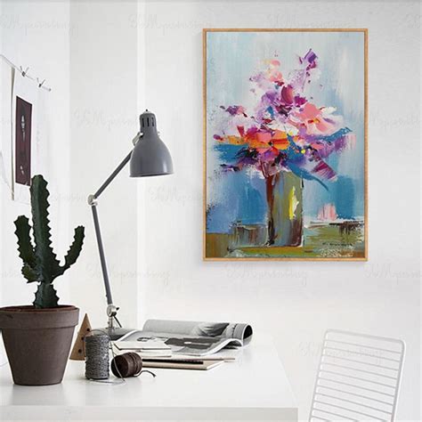 Abstrakte Blumen Malerei Auf Leinwand Wand Kunst Bilder F R Etsy