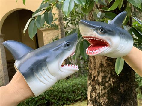 Geminiandgenius Shark Hand Puppet For Kids Swimming Pool Beach Bathing