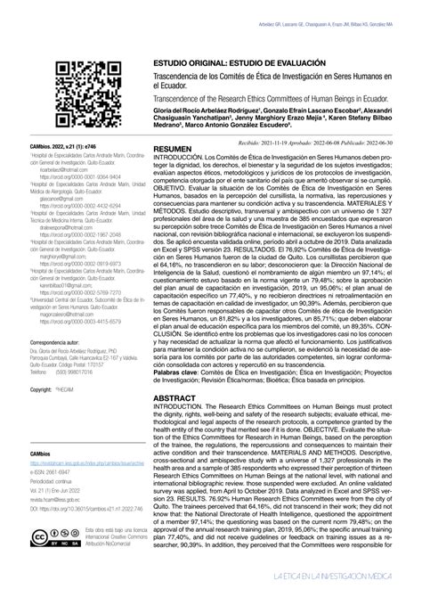 Pdf Trascendencia De Los Comités De Ética De Investigación En Seres