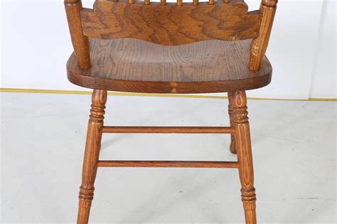 Circa 1900 Pressed Back Oak Dining Chairs Ebth