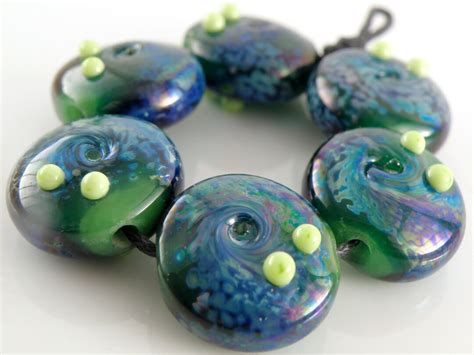 Envious Sra Lampwork Handmade Artisan Glass Lentil Beads 18mm Etsy