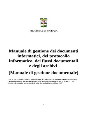 Fillable Online Manuale Per La Gestione Del Protocollo Informatico Dei