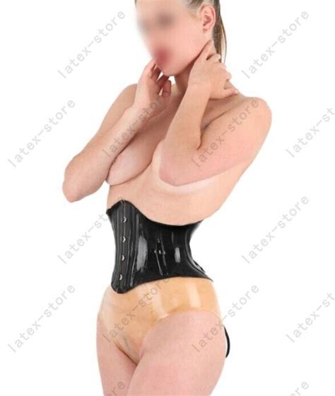 Latex Gummi Rubber Short Corset Lace Up Bones Str Gem