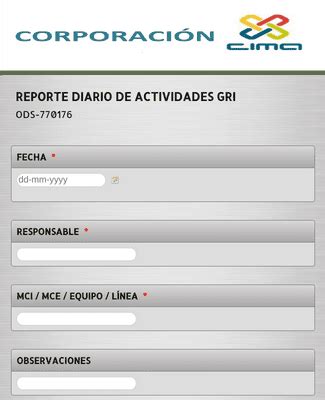 Reporte Diario De Actividades Gri Plantilla De Formulario Jotform