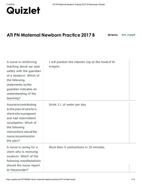 Ati Pn Maternal Newborn Practice B Scholarfriends