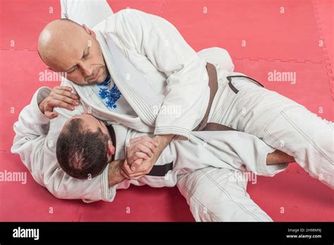 Bjj Brazilian Jiu Jitsu Training Demonstration In Traditional Kimono