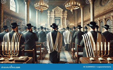 Rabbis In Traditional Garments Seen From Behind Stock Illustration