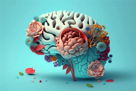 Premium Photo Human Brain With Flowers Self Care And Mental Health