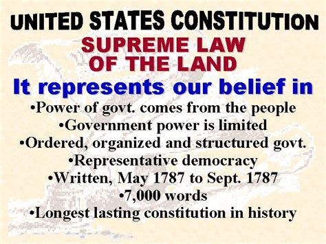 THE CONSTITUTION SUPREME LAW OF THE LAND It