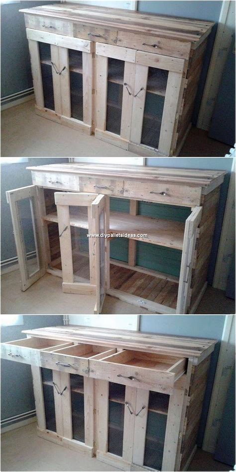 Wood Pallet Cabinet With Drawers Wooden Pallet Ideas