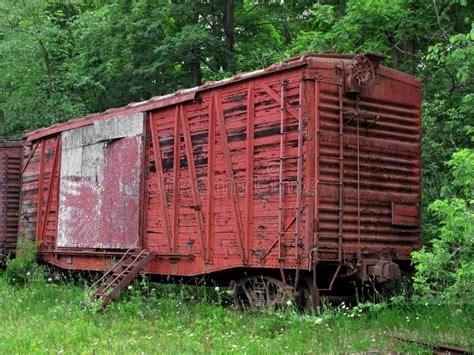 abandoned train boxcar stock image image  weathered