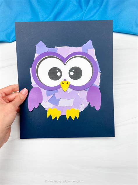 Torn Paper Owl Craft For Kids [Free Template]