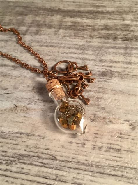 Steampunk Vial Necklace Steampunk Jewelry Vintage Gears