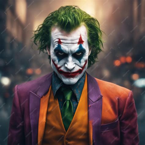 Premium Ai Image Joker Portrait Isolated On Blurred City Background