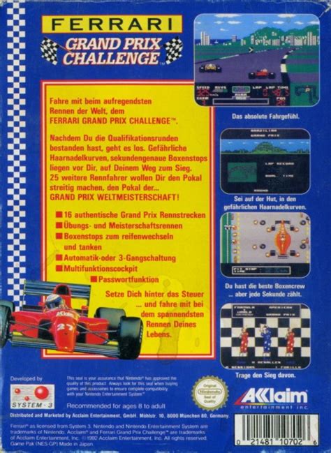 Ferrari Grand Prix Challenge Boxarts For Nintendo Nes The Video Games