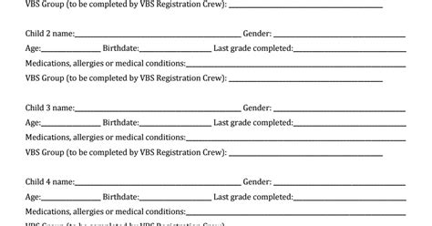 Printable Vbs Registration Form