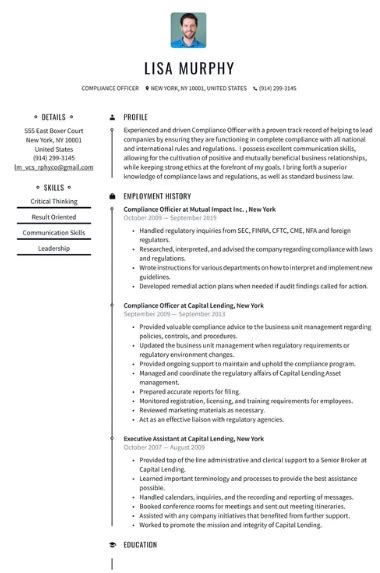 Compliance Manager Resume Sample Worksheets Free