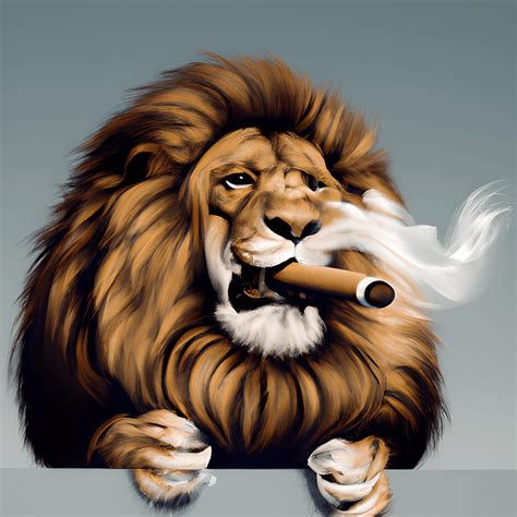 A Lion Smoking A Cigar Hyper Realistic Creative Fabrica