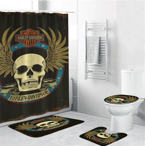 Harley Davidson Motorcycle Bathroom Decor Set NABB40 Gladysclothing