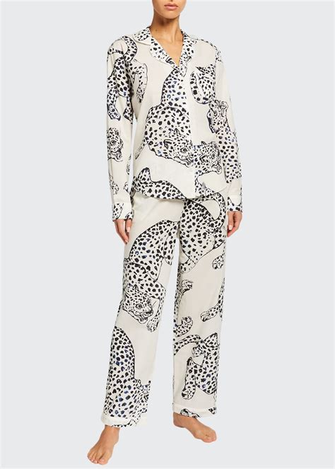 Desmond And Dempsey Large Leopard Long Sleeve Pajama Set Bergdorf Goodman