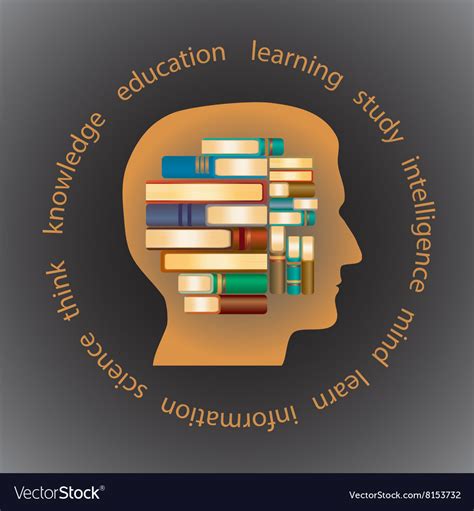 Silhouette Of A Head In Profile Filled With Books Vector Image