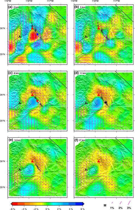 Map Views Of The P‐wave Azimuthal Anisotropic Velocity Model At Six