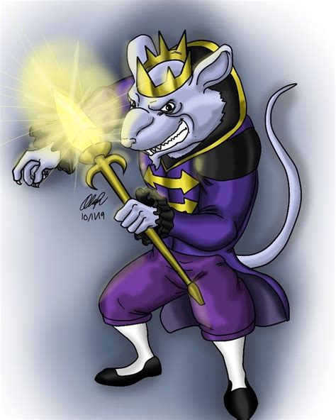 A Drawing Of A Rat With A Light Saber In His Hand And Wearing A Purple