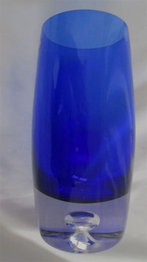 Krosno Cobalt Blue Vase W Suspended Bubble Made In Poland Sticker