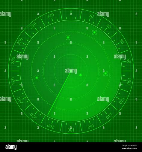 Green Radar Screen With World Map Background Of Air Search System With