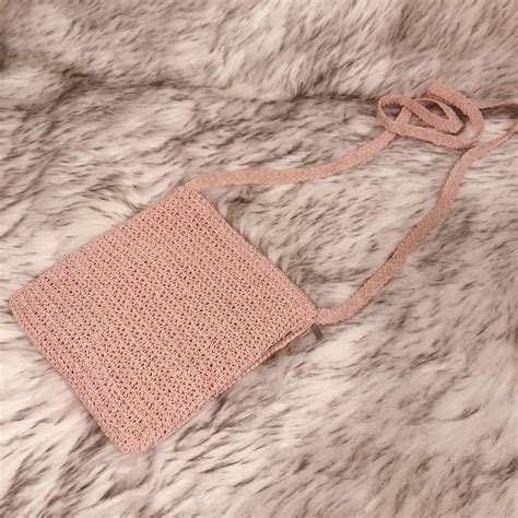 Vintage Pastel Pink Kawaii Sling Crochet Purse Gem