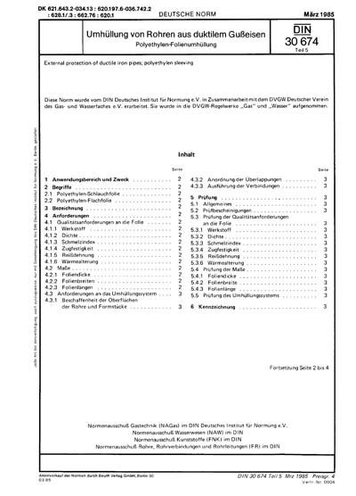 DIN 30674 5 1985 DE Umhüllung von Rohren aus duktilem Gußeisen