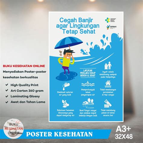 Jual Poster Kesehatan Cegah Banjir Agar Lingkungan Tetap Sehat